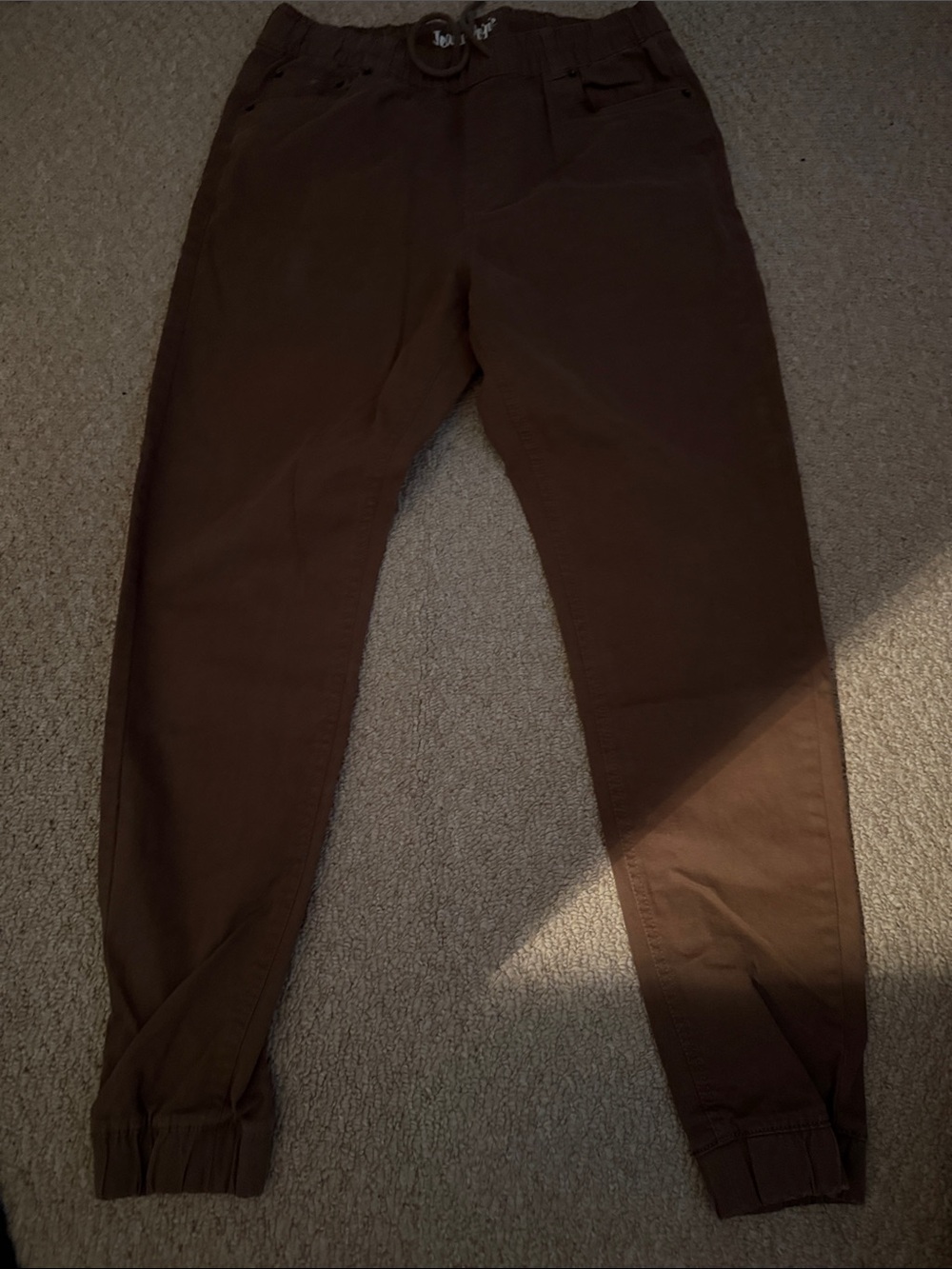 Men's Brown Elastic Cuff Jogger Pants